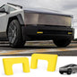 Pair of Tesery Official Cybertruck front tow hook covers, black plastic protectors for tow hook openings in vehicle front.