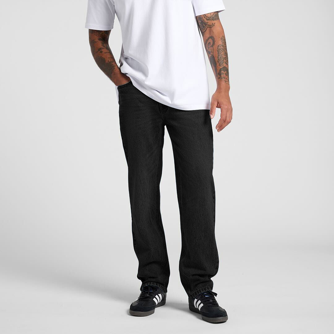 Front view of NU-VEL straight jeans trousers showing classic denim fit and clean design.