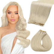 Fshine Genius Weft Human Hair Extensions Color 60 Platinum Blonde 22 Inch 60g Real Human Hair Sew in Hair Extensions for Women Blonde Human Hair Bundle One Piece Remy Human Hair - BACKUPMYFILESNOW