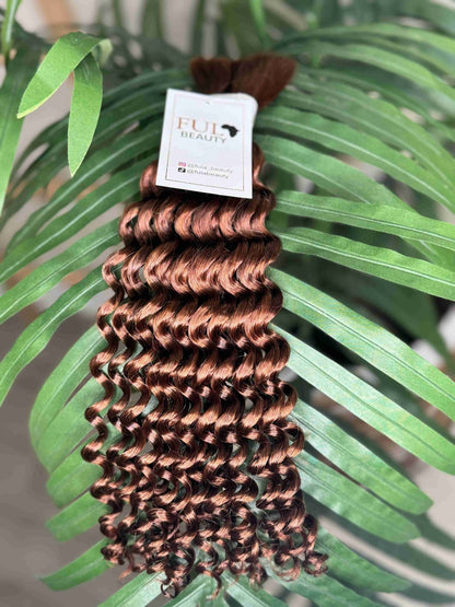 Fula Beauty Deep Wave Boho Hair in natural black, 12-inch length, showcasing soft, wavy texture on a mannequin head.