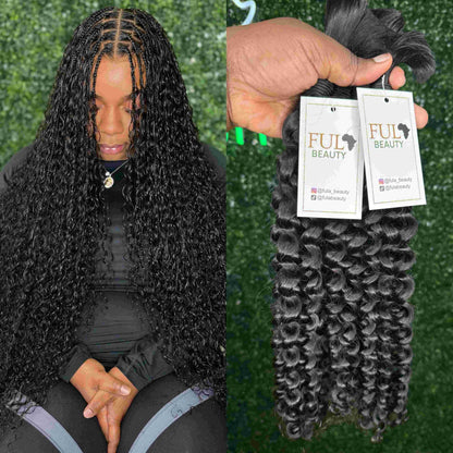 Fula Beauty Italian Curl boho hair in natural black with soft, defined curls, showcasing a stylish hairstyle.