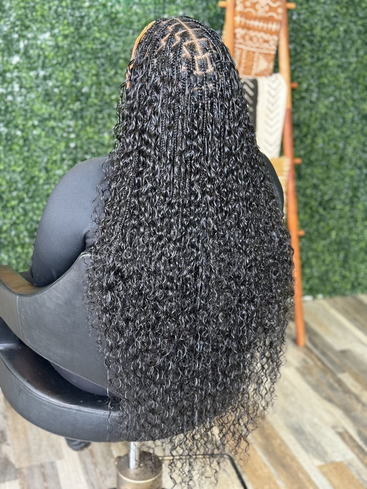 Fula Beauty Italian Curl boho hair extension in natural black, showcasing soft, defined curls with a natural look.