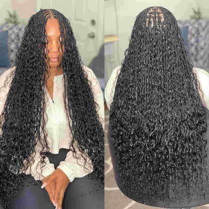 Fula Beauty Italian Curl boho hair in natural black, showcasing soft, defined curls with a stylish, relaxed look.