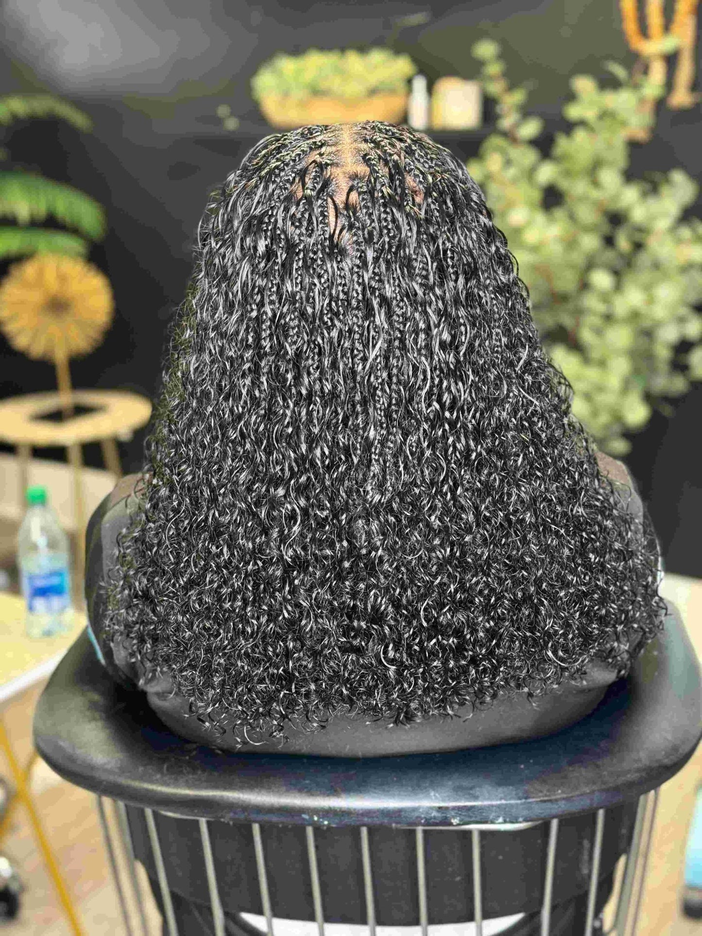 Fula Beauty Italian Curl boho hair wig in natural black 1B with soft, defined curls for a stylish, bohemian look.