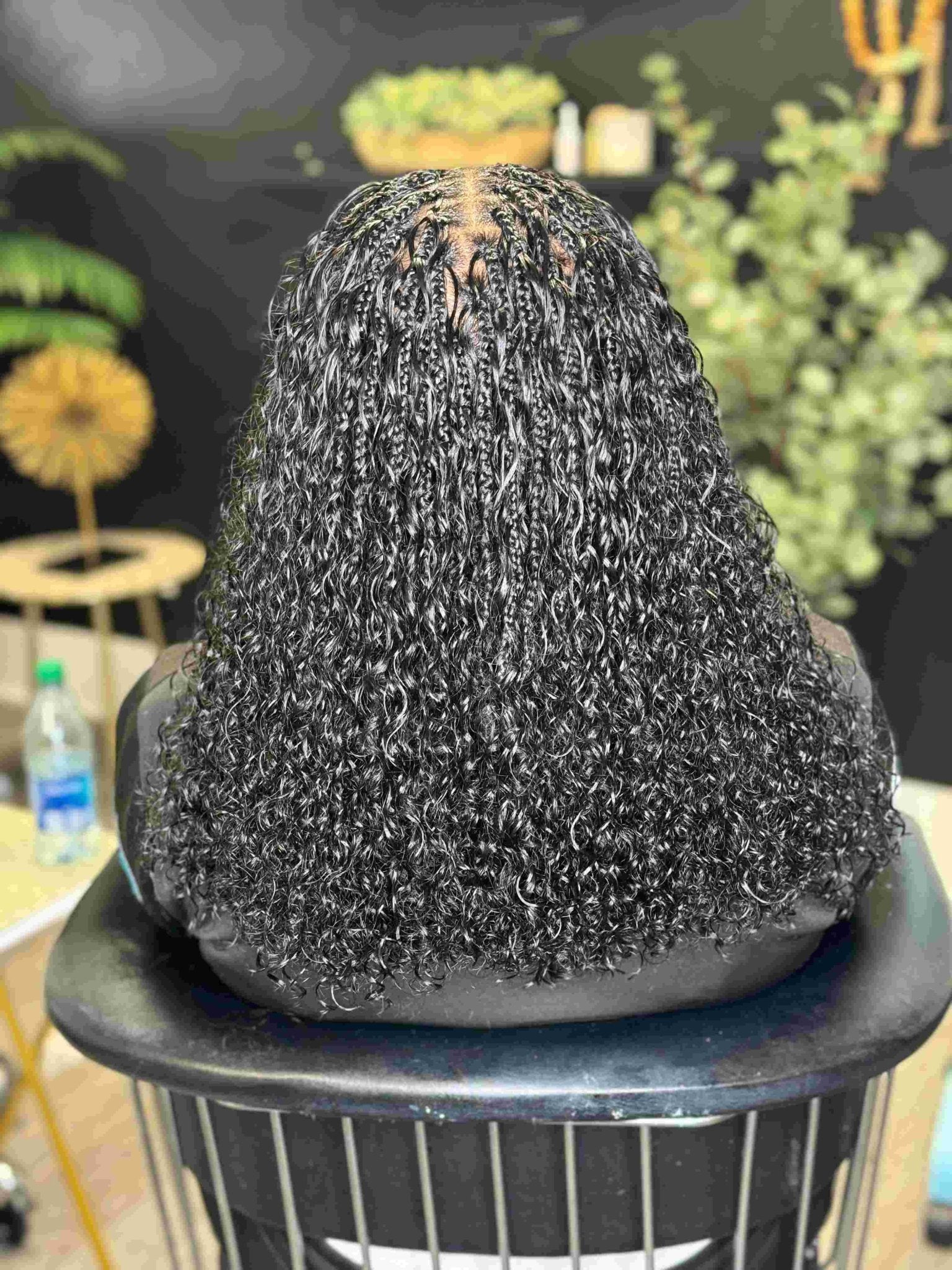 Fula Beauty Italian Curl boho hair wig in natural black 1B with soft, defined curls for a stylish, bohemian look.