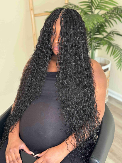 Fula Beauty Italian Curl boho hair extension in natural black 1B with soft, defined curls for a stylish, voluminous look.