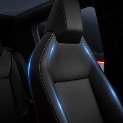 Full leather seat covers for Tesla Cybertruck, 10-piece set, durable black leather upholstery, protective and stylish interior upgrade.