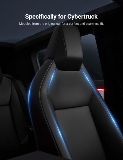 Full set of Tesery Official Tesla Cybertruck leather seat covers, 10-piece, custom-fit protective covers for vehicle seats.