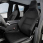 Full set of black leather seat covers for Tesla Cybertruck, 10-piece interior protection by Tesery Official Store.