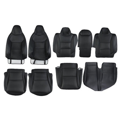 Full set of black leather seat covers for Tesla Cybertruck, 10-piece replacement interior covers by Tesery Official Store