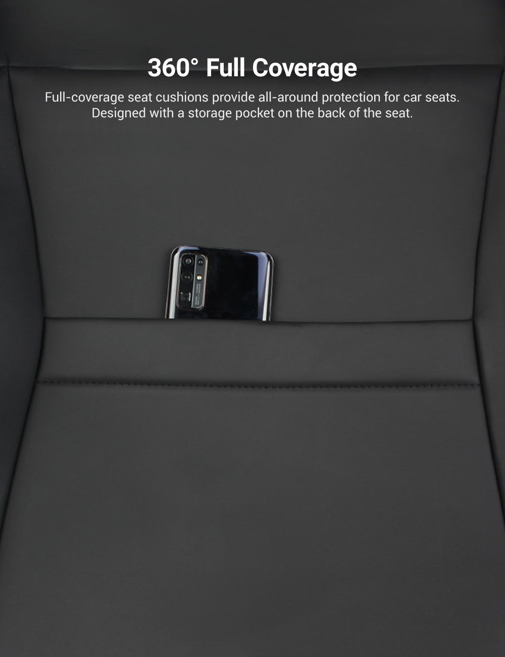 Full set of black leather seat covers for Tesla Cybertruck, 10-piece interior protection by Tesery Official Store.