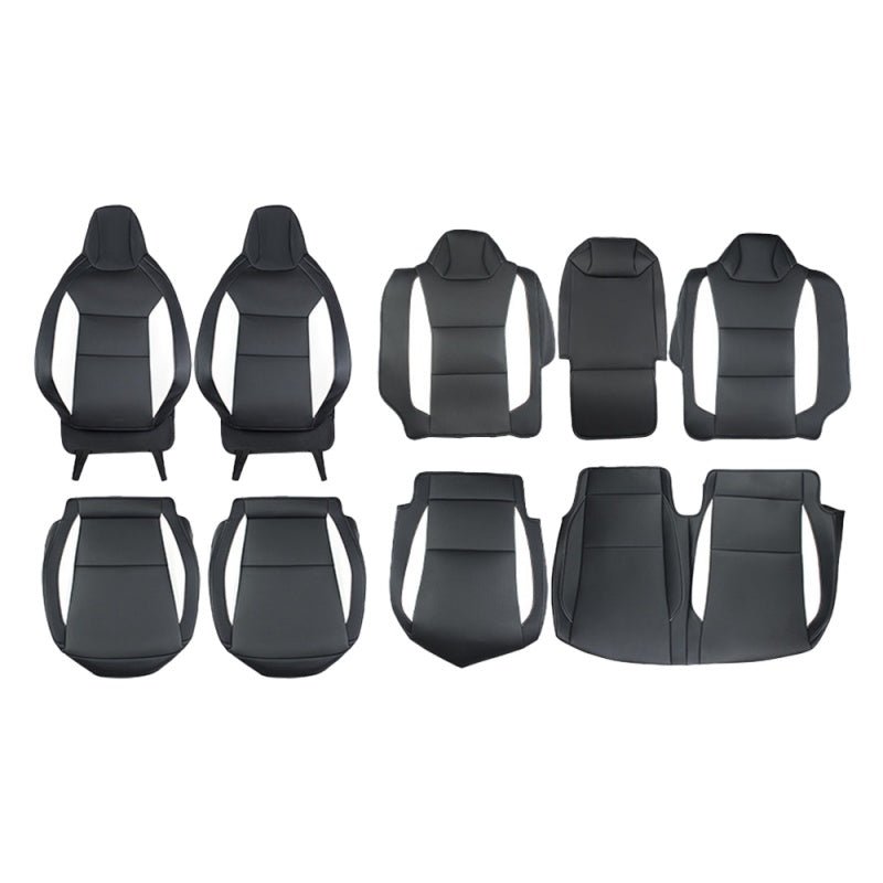 Full set of black leather seat covers for Tesla Cybertruck, 10-piece interior protection by Tesery Official Store