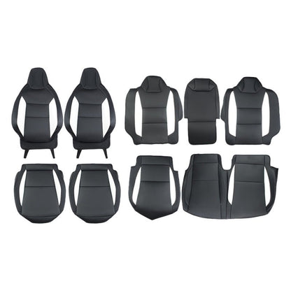 Full set of black leather seat covers for Tesla Cybertruck, 10-piece interior protection by Tesery Official Store