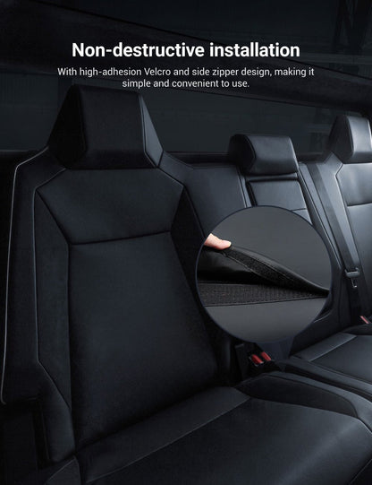 Full set of ten leather seat covers for Tesla Cybertruck, designed for a sleek and durable interior upgrade.