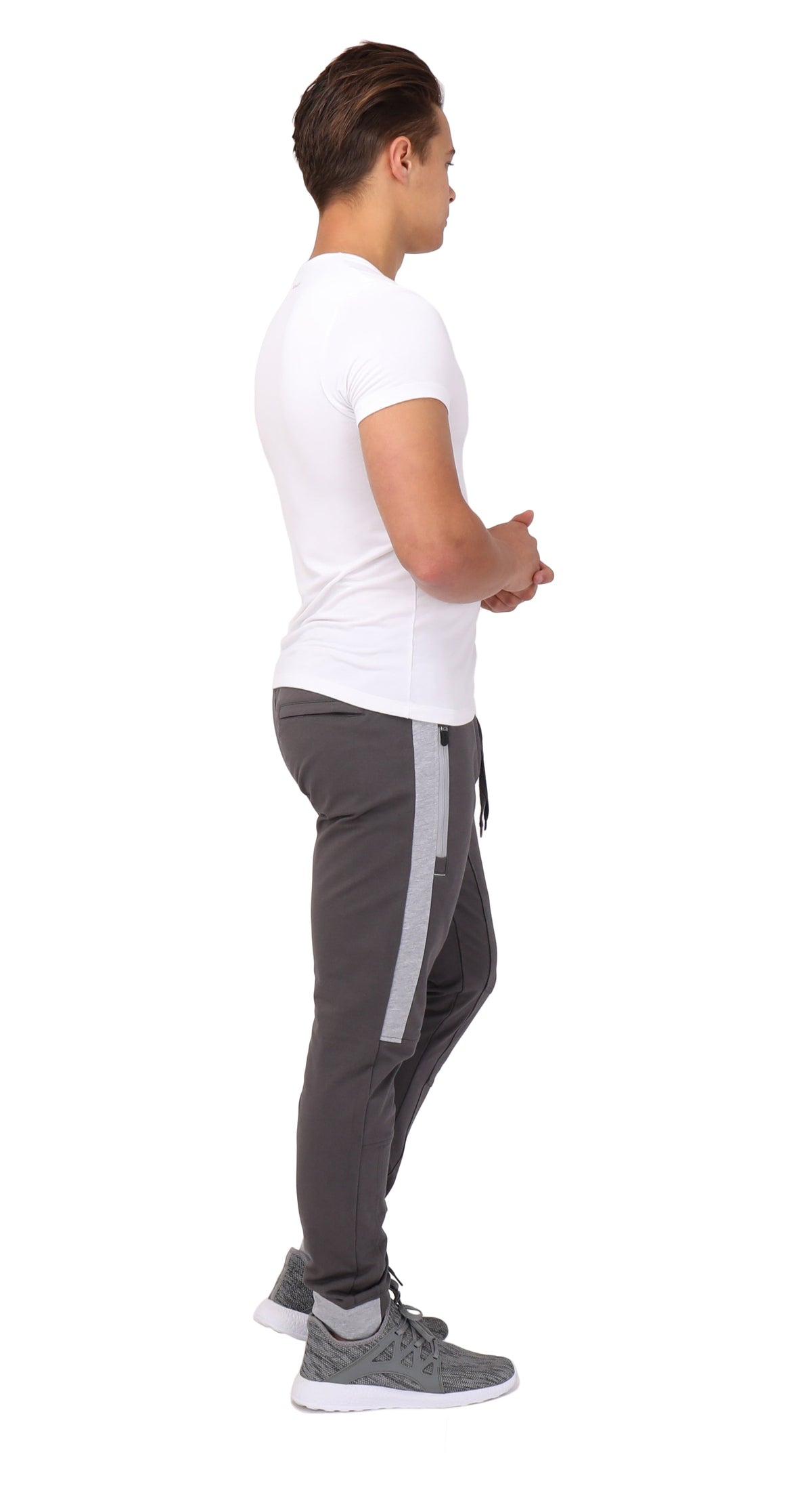 Full back view of SCR Sportswear Infinite Flex Tall Fit men's joggers sweatpants showing comfortable fit and sleek design.