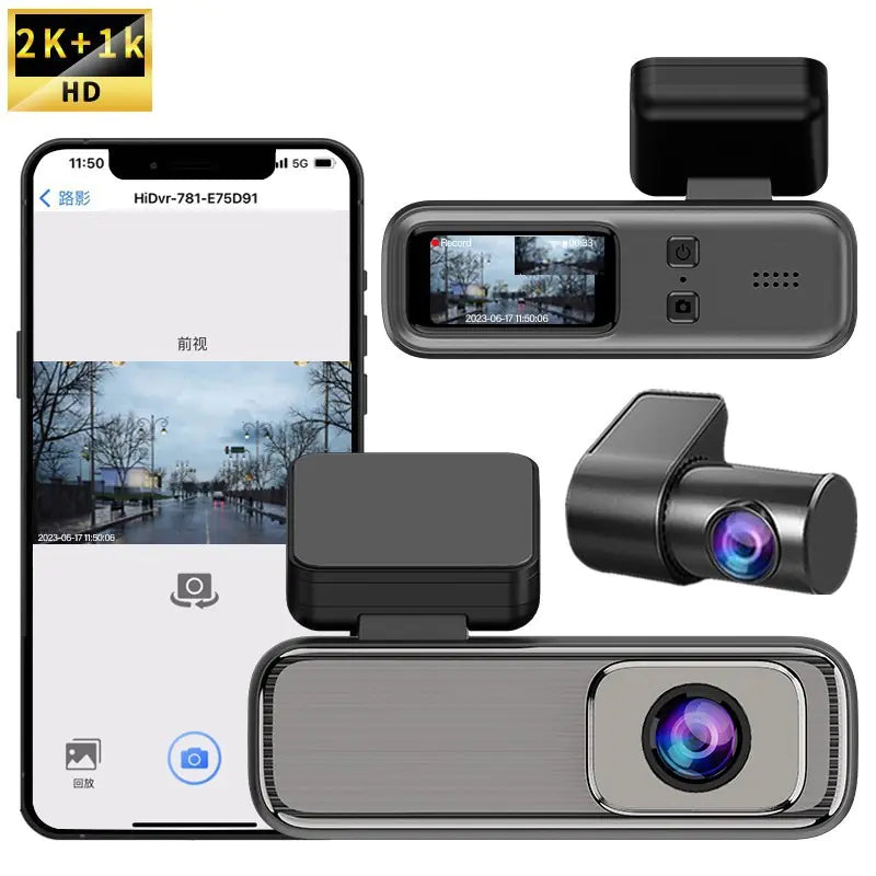 Wireless HD 2K Dual Lens Driving Recorder