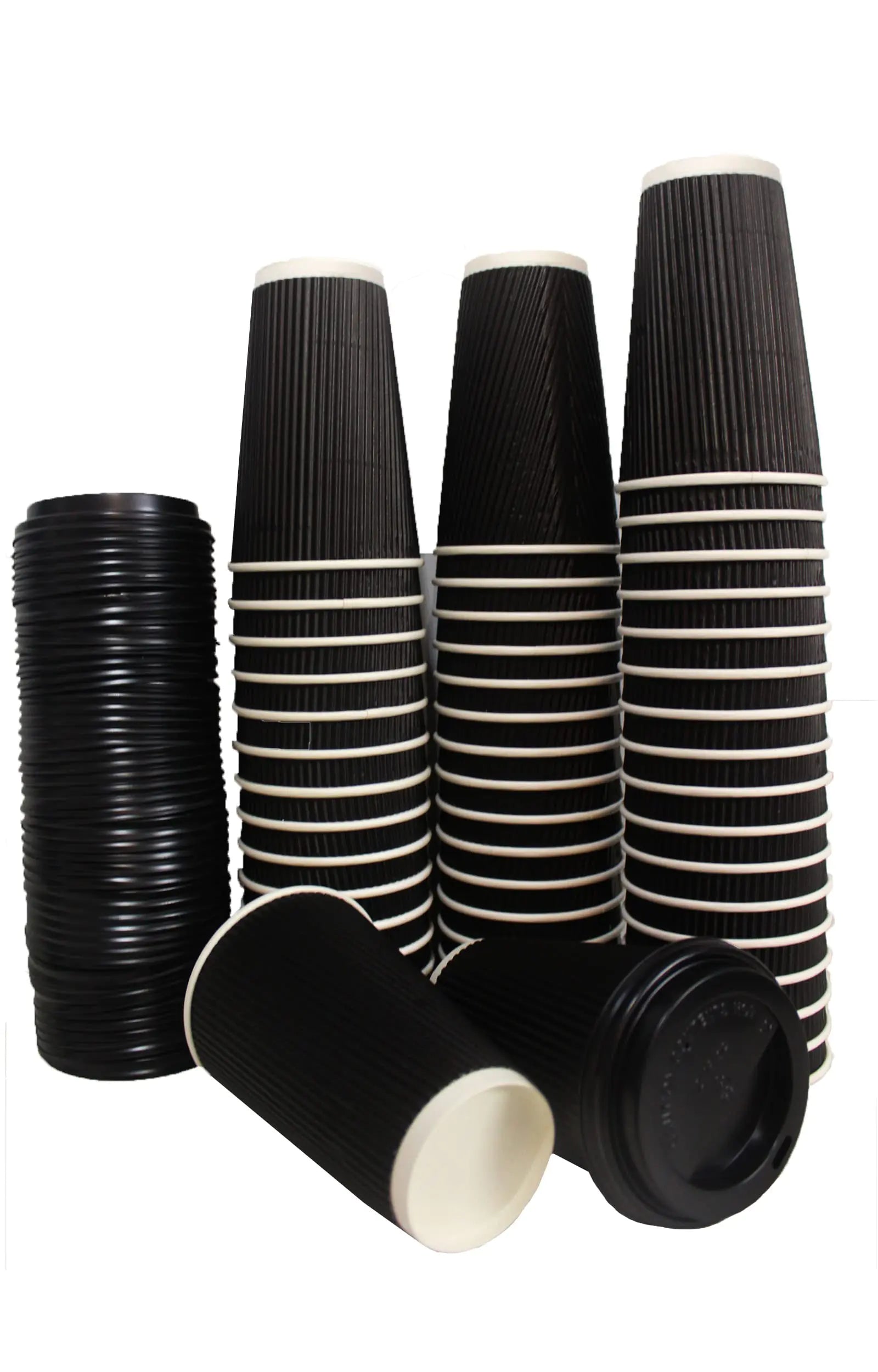 Legendeals 50-Pack Triple Wall Disposable Coffee Cups with Lids16 oz Extra-Thick Insulated Coffee Cups for Hot Drinks with Leakproof Design and Narrow Sipping Hole Stylish Black Color