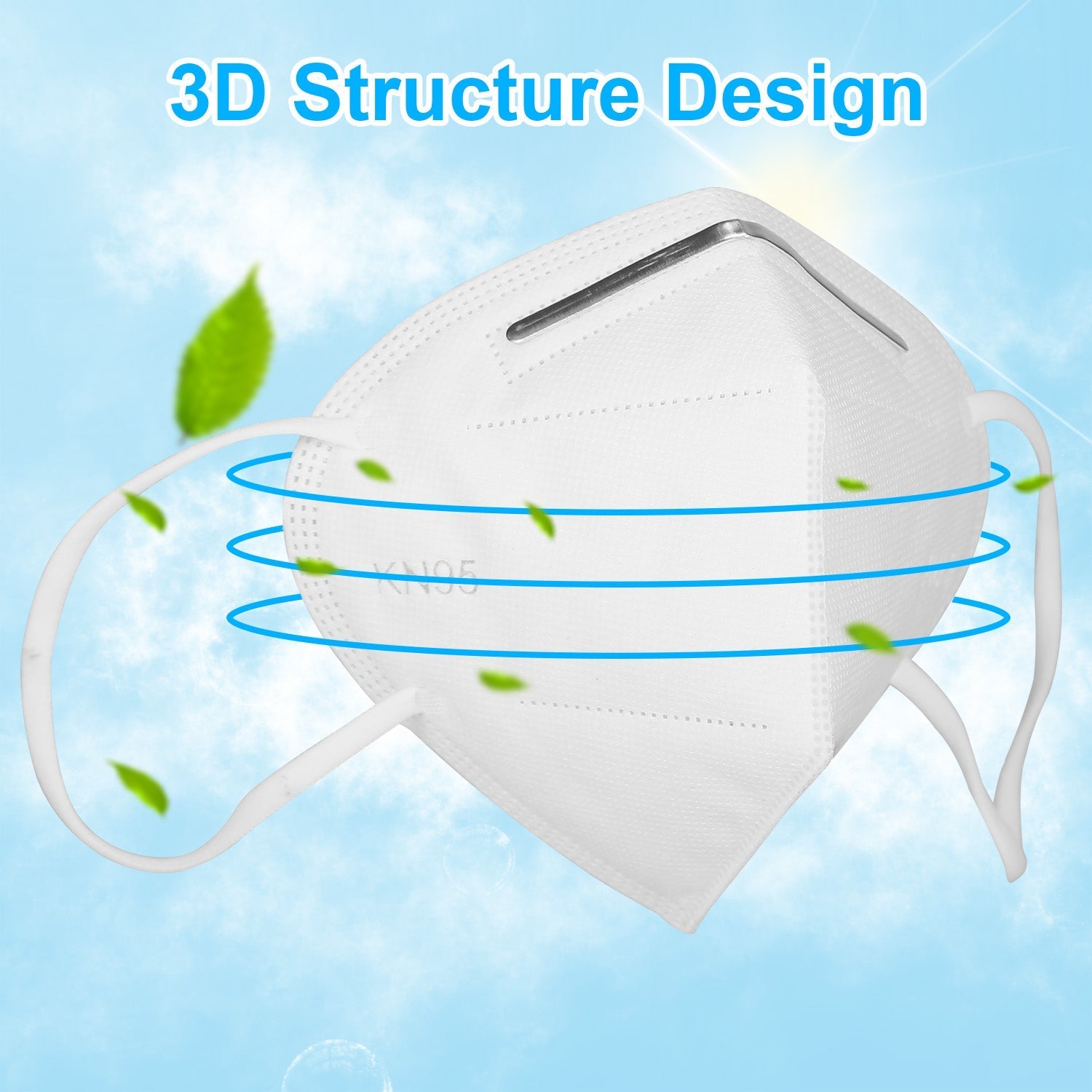 10 disposable KN95 protective face masks by Gamba Beauty, showing white masks with ear loops and adjustable nose clips.