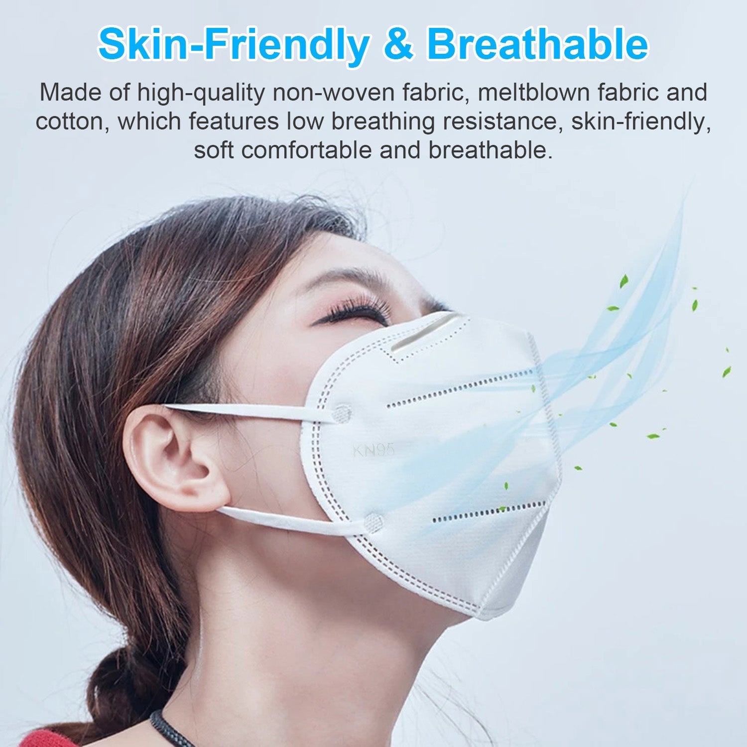 Set of 10 Gamba Beauty disposable KN95 protective face masks, showing white masks with adjustable ear loops and nose clips.