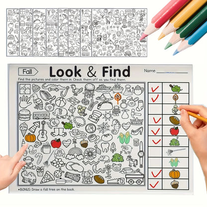 Children's hidden object coloring book with 32 pages from Game On Interactive LLC, featuring interactive matching and educational activities.