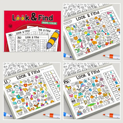 Children's hidden object coloring book with 32 pages featuring interactive educational matching game by Game On Interactive LLC.