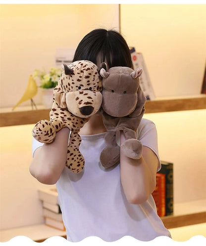 35cm plush cartoon animal hand puppet featuring a lion, elephant, and pig for interactive play by Game On Interactive LLC.