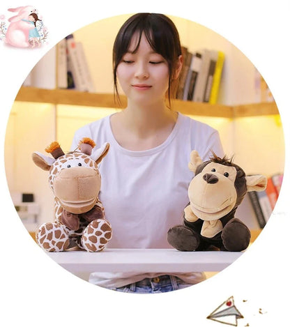 35cm plush cartoon animal hand puppet featuring lion, elephant, and pig for interactive play, by Game On Interactive LLC.