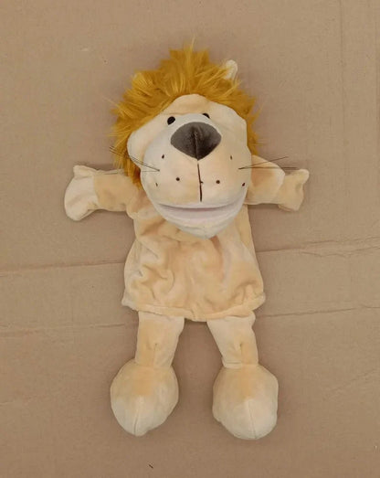 35cm cartoon animal hand puppet featuring lion, elephant, and pig plush toys for interactive play by Game On Interactive LLC.