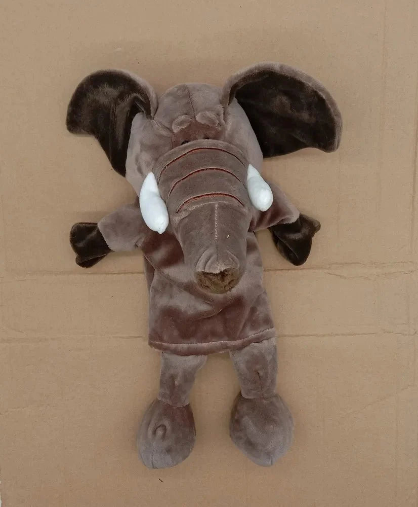 35cm cartoon animal hand puppet featuring lion, elephant, and pig plush toys for interactive play by Game On Interactive LLC
