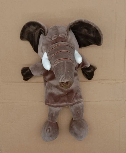 35cm cartoon animal hand puppet featuring lion, elephant, and pig plush toys for interactive play by Game On Interactive LLC