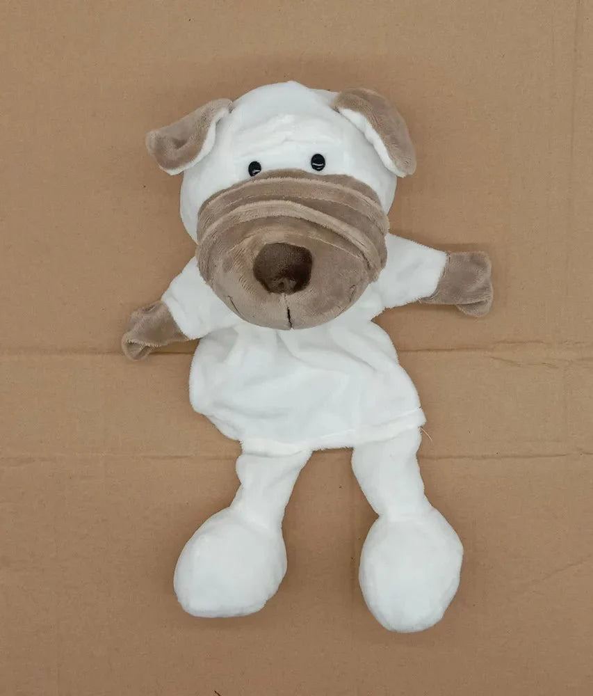 35cm plush cartoon animal hand puppet featuring lion, elephant, and pig for interactive play, made by Game On Interactive LLC.