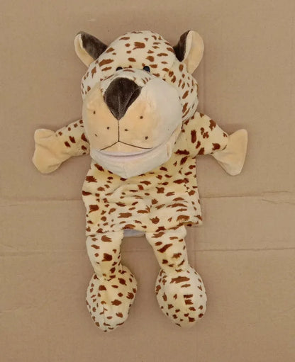35cm plush cartoon animal hand puppet featuring lion, elephant, or pig for interactive play, made by Game On Interactive LLC