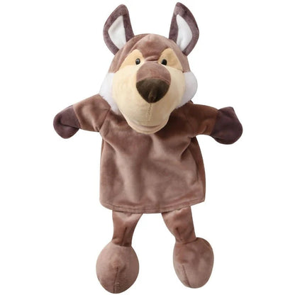 35cm cartoon animal hand puppet featuring lion, elephant, and pig plush toys for interactive play, by Game On Interactive LLC.