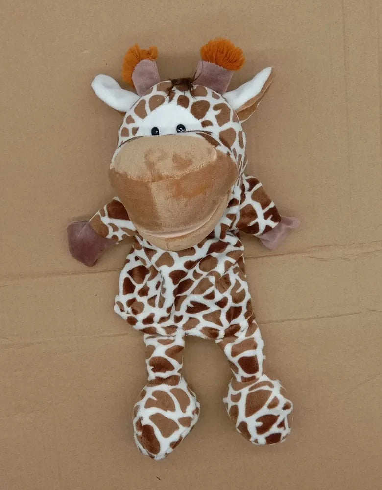 35cm cartoon animal hand puppet featuring a plush lion, elephant, or pig for kids' interactive play and imaginative fun.