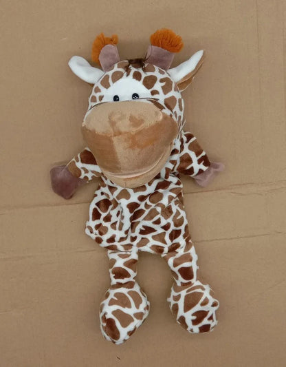 35cm cartoon animal hand puppet featuring a plush lion, elephant, or pig for kids' interactive play and imaginative fun.