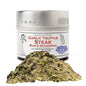 Gustus Vitae Garlic Truffle Steak Rub in a jar, gourmet seasoning blend with garlic and truffle for enhancing steak flavor