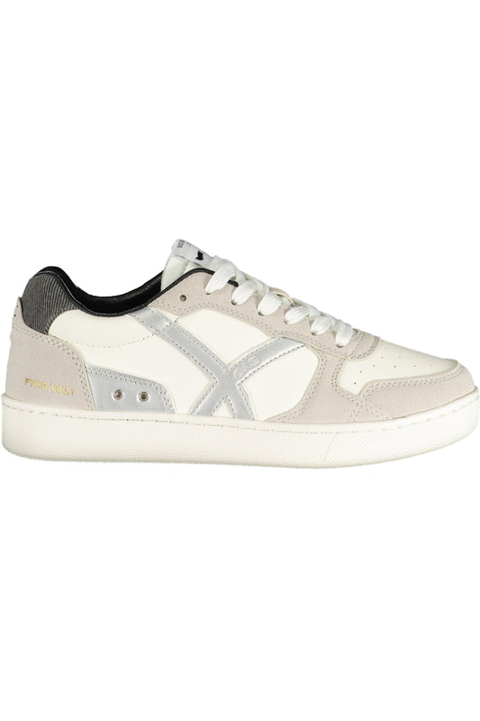 White GAS women's sports sneakers with breathable mesh and cushioned soles, designed for comfort and athletic performance.