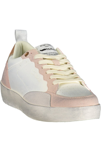 White GAS women's sports sneakers with breathable mesh and cushioned soles, designed for comfort and active wear.