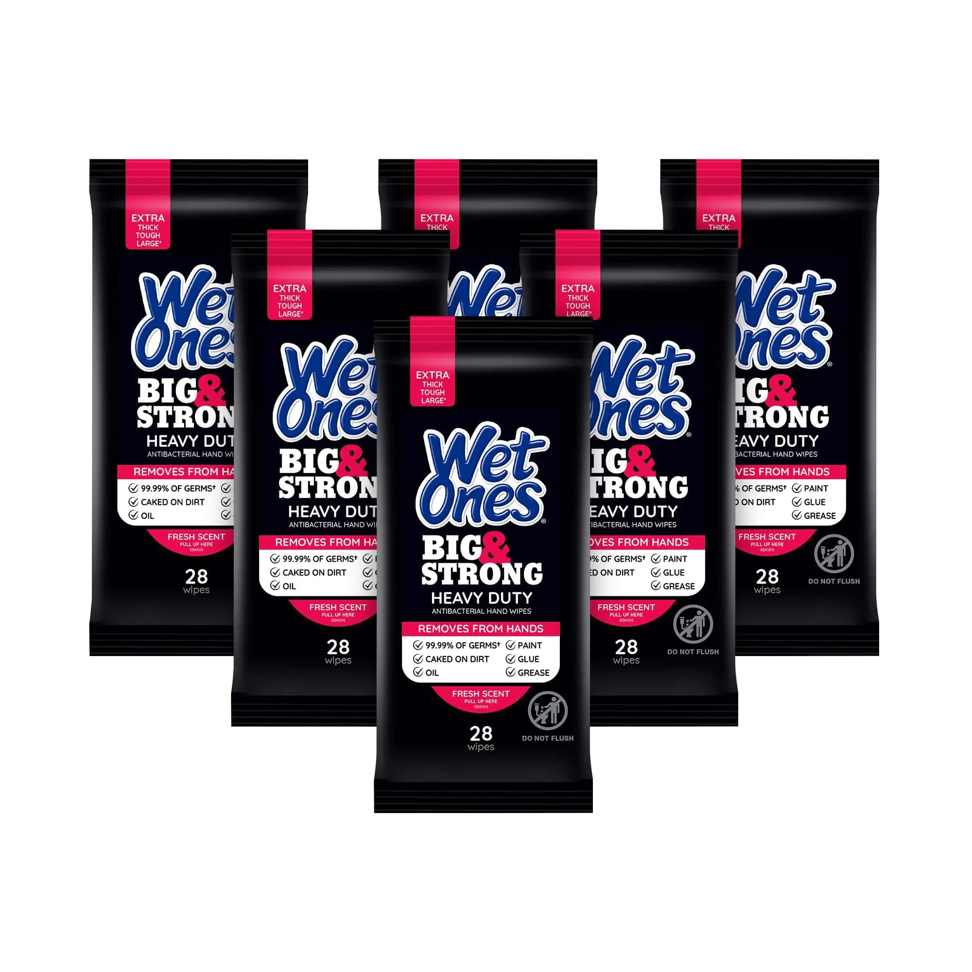 Wet Ones Big & Strong Antibacterial Hand Wipes Fresh Scent Hand Sanitizer Wipes I Heavy Duty Wipes 28ct. (6 pack)