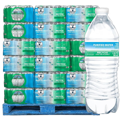 Full pallet of MMembers Mark 16.9 oz bottled water with 48 cases, 1920 bottles, ideal for home, office, and events.