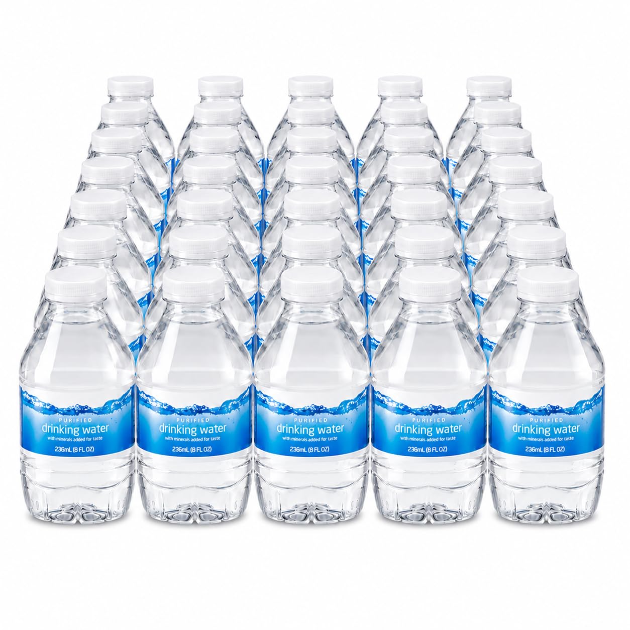 Set of 35 mineral-enhanced purified drinking water mini bottles, 8 fl oz each, suitable for lunchboxes, travel, and gym.