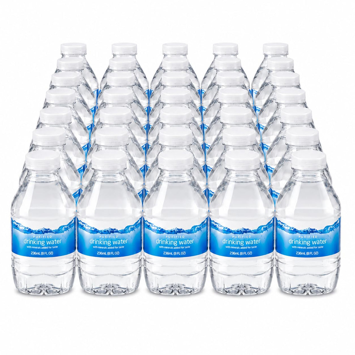 Set of 35 mineral-enhanced purified drinking water mini bottles, 8 fl oz each, suitable for lunchboxes, travel, and gym.