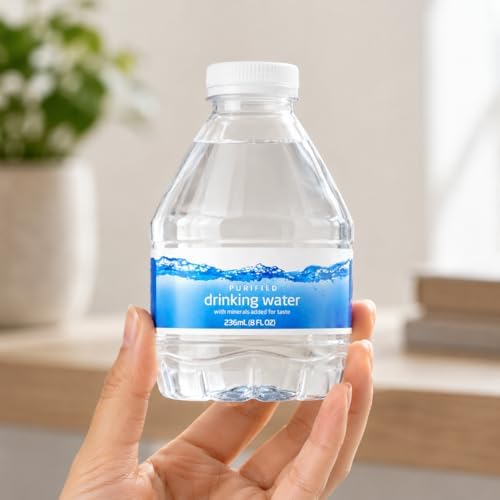 Set of 35 mineral-enhanced purified drinking water mini bottles, 8 fl oz each, suitable for lunchboxes, travel, gym, and events.