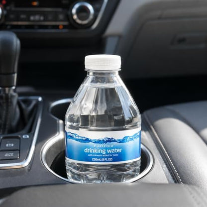 Generic purified drinking water mini bottles, 8 fl oz each, mineral-enhanced, zero calorie, for lunchboxes, travel, gym, and events.