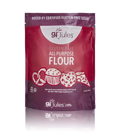 gfJules gluten-free all-purpose flour in a 5 lb bag, suitable for baking and cooking, natural food item with brand label visible