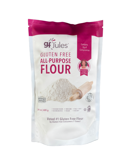 gfJules All Purpose Gluten-Free Flour in 1.5 lb bag, natural gluten-free food item for baking and cooking.