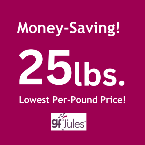 gfJules All Purpose Gluten Free Flour in a 5 lb bag, natural food item for gluten-free baking and cooking.