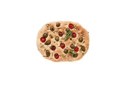Pack of gfJules 10-minute gluten-free focaccia mix for quick, easy homemade bread with fresh ingredients and golden crust.