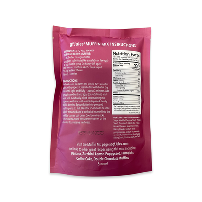gfJules gluten-free muffin mix in a pack, showing the product packaging with branding and gluten-free label.