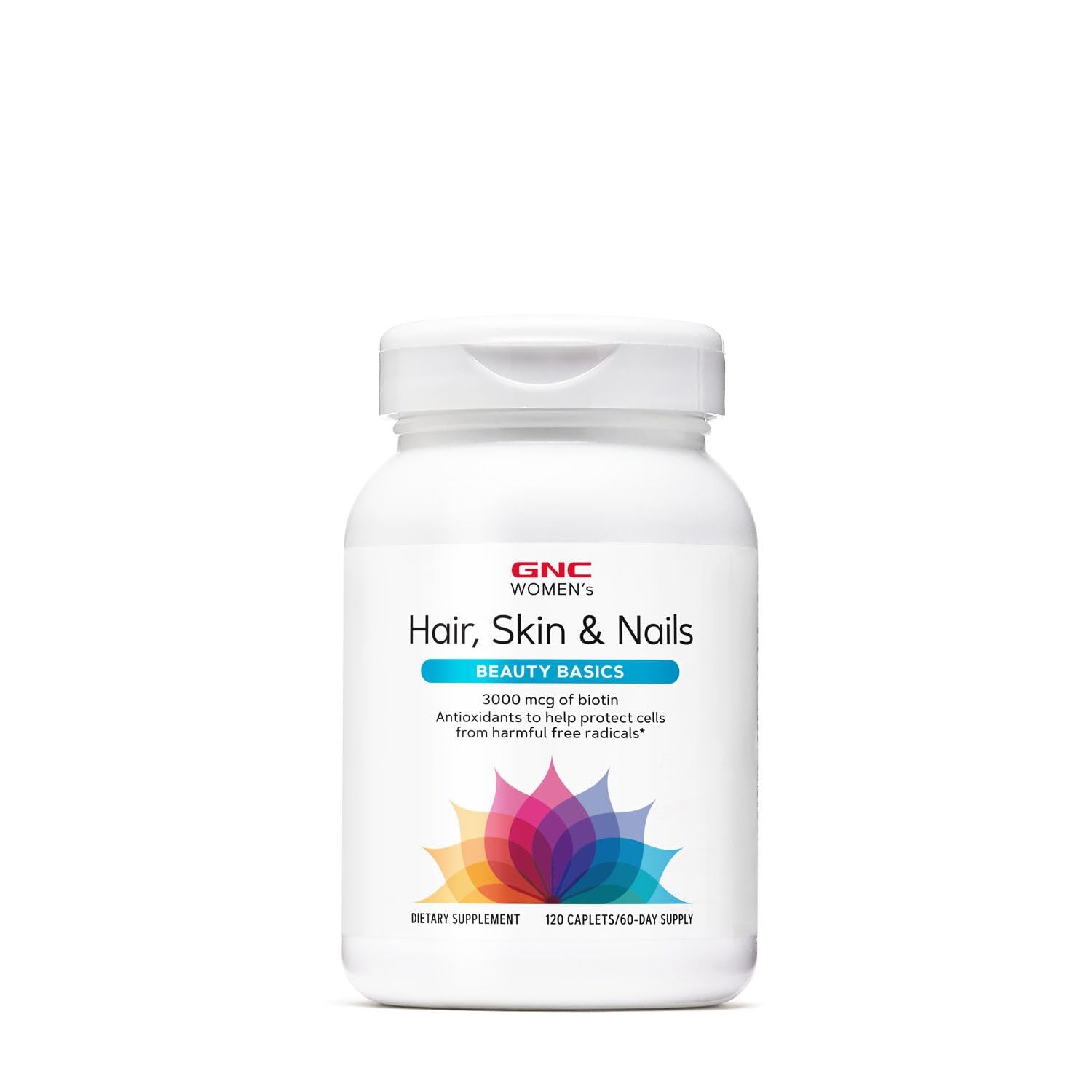 GNC Womens Hair Skin & Nails | Daily Multivitamin Blend | Biotin (3000 mcg) Hyaluronic Acid Vitamins C & E with Niacin | Added Antioxidants | Supports Womens Health and Beauty | 120 Caplets - BACKUPMYFILESNOW